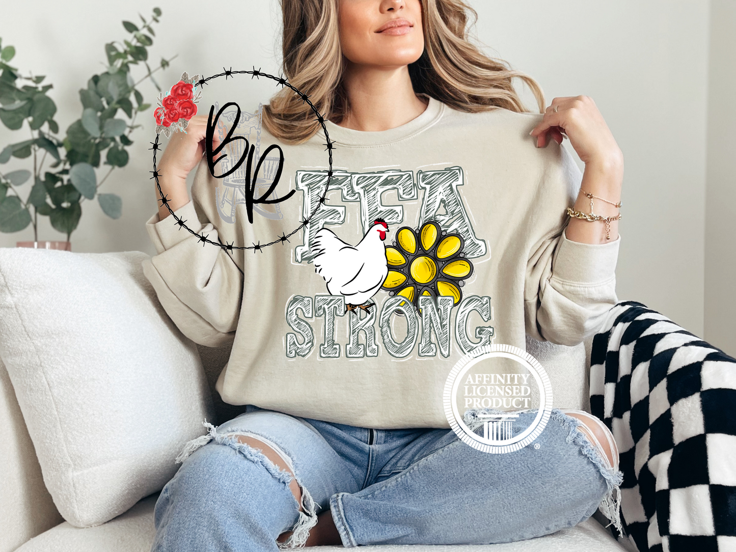 FFA Strong Yellow Blossom with Chicken Sweatshirt Crew
