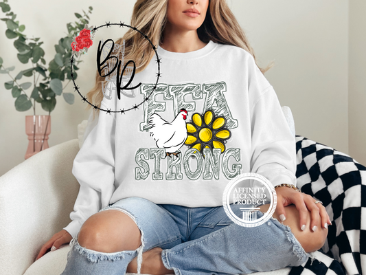 FFA Strong Yellow Blossom with Chicken Sweatshirt Crew