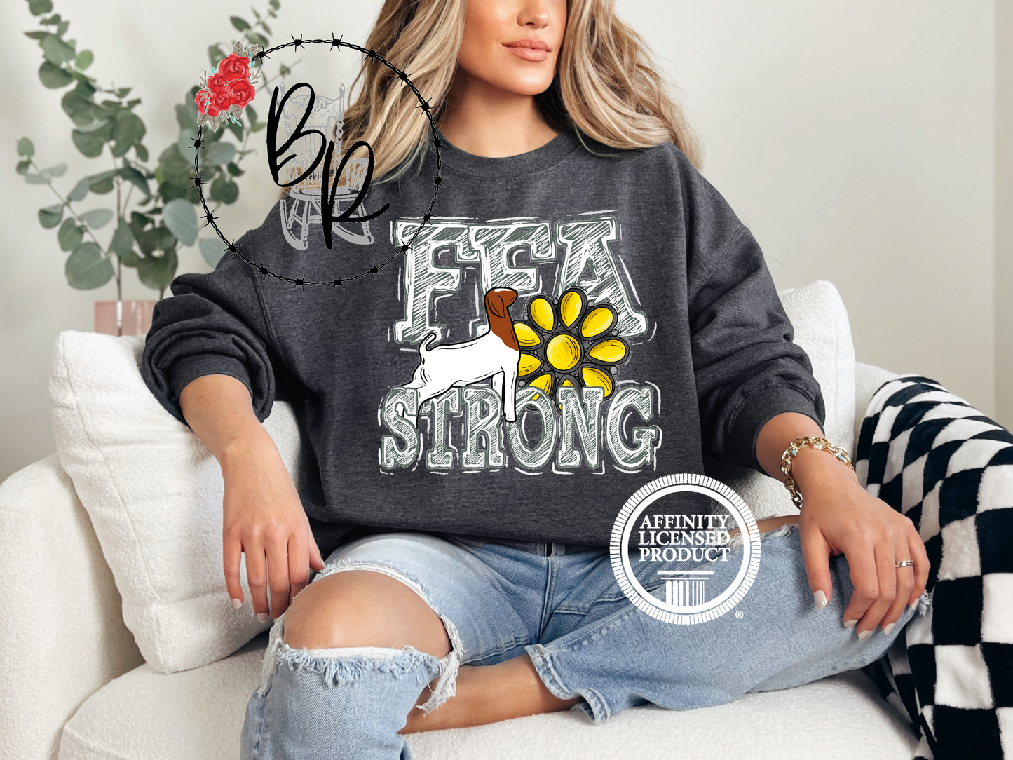 FFA Strong Yellow Blossom with Goat Sweatshirt Crew