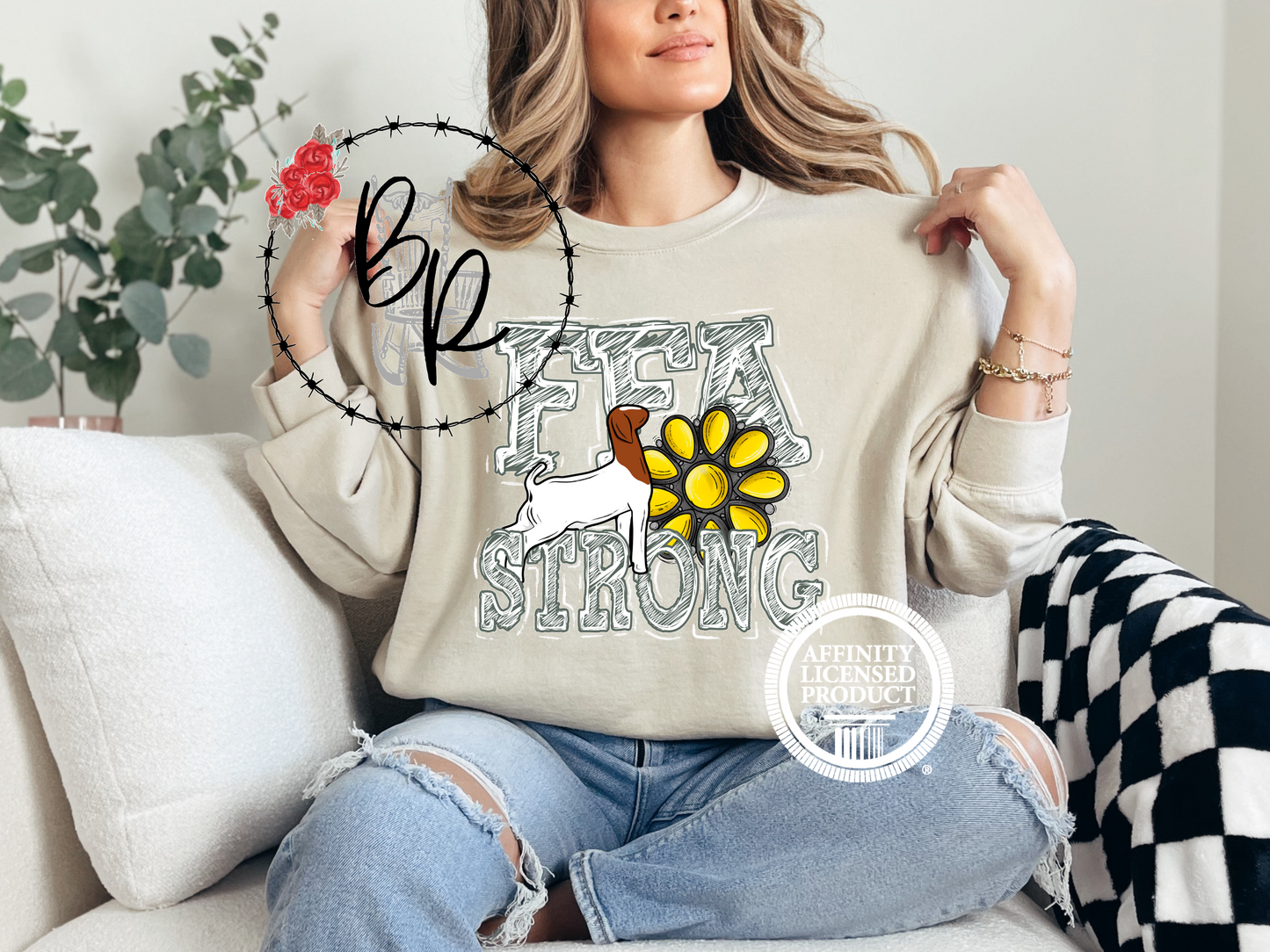 FFA Strong Yellow Blossom with Goat Sweatshirt Crew
