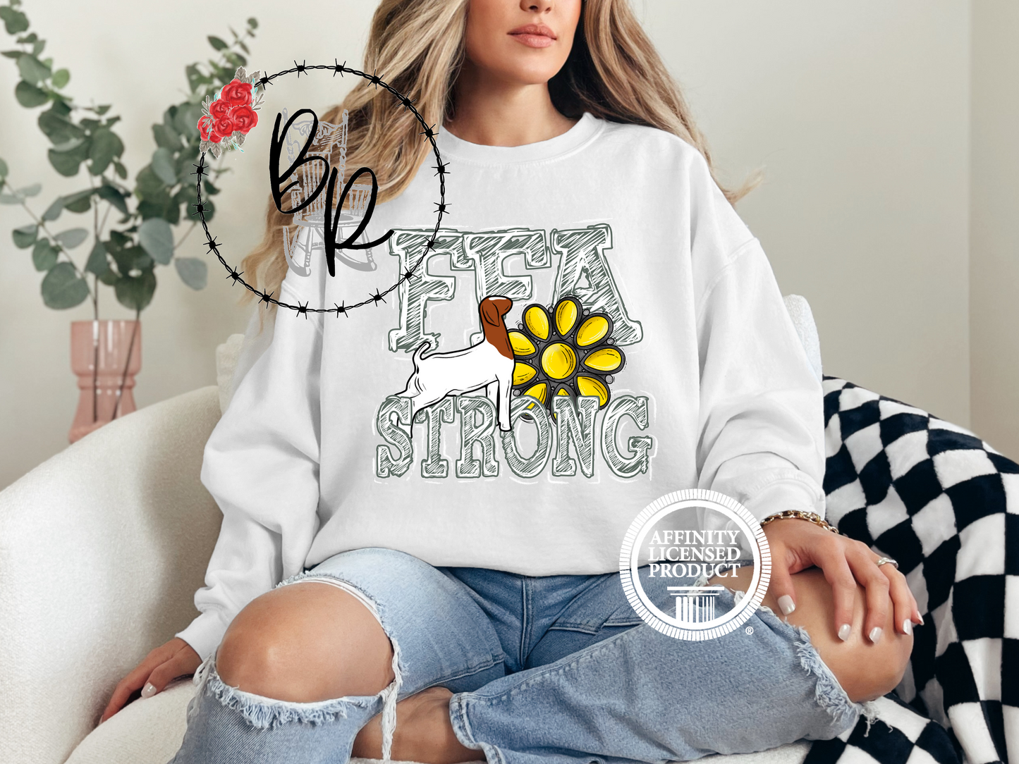 FFA Strong Yellow Blossom with Goat Sweatshirt Crew