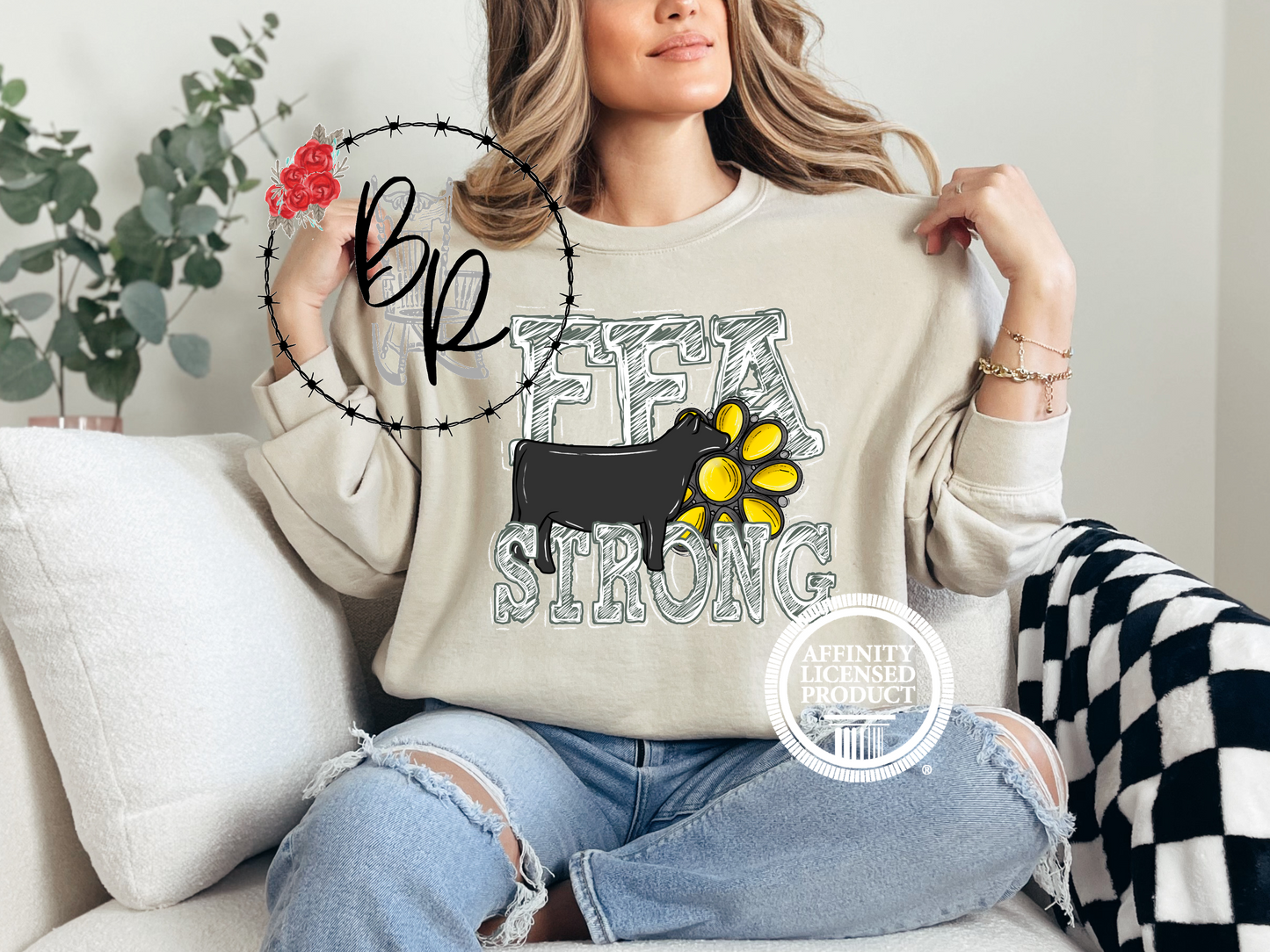 FFA Strong Yellow Blossom with Heifer Sweatshirt Crew