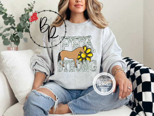 FFA Strong Yellow Blossom with Horse Sweatshirt Crew