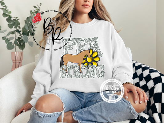 FFA Strong Yellow Blossom with Horse Sweatshirt Crew