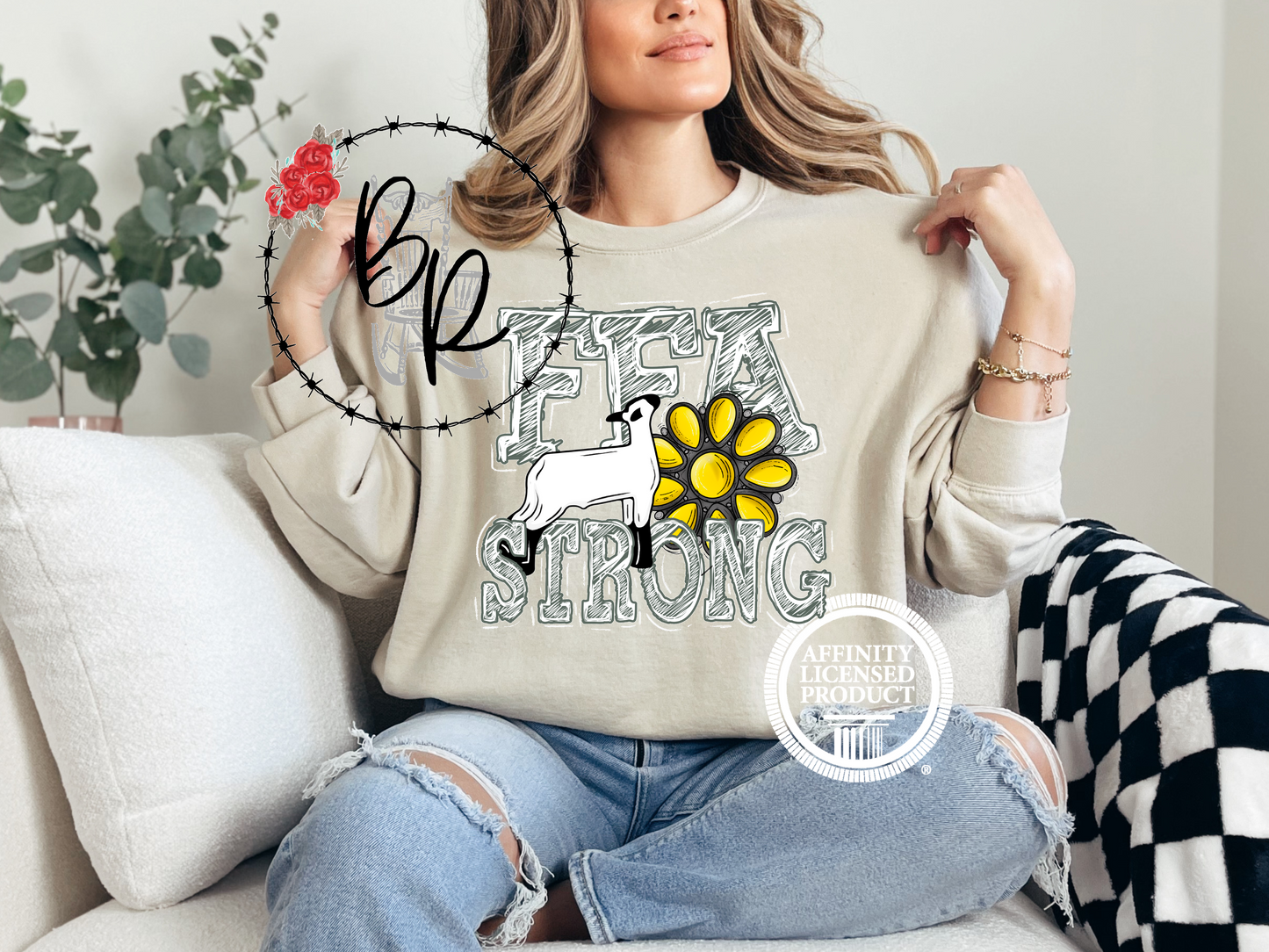 FFA Strong Yellow Blossom with Lamb Sweatshirt Crew