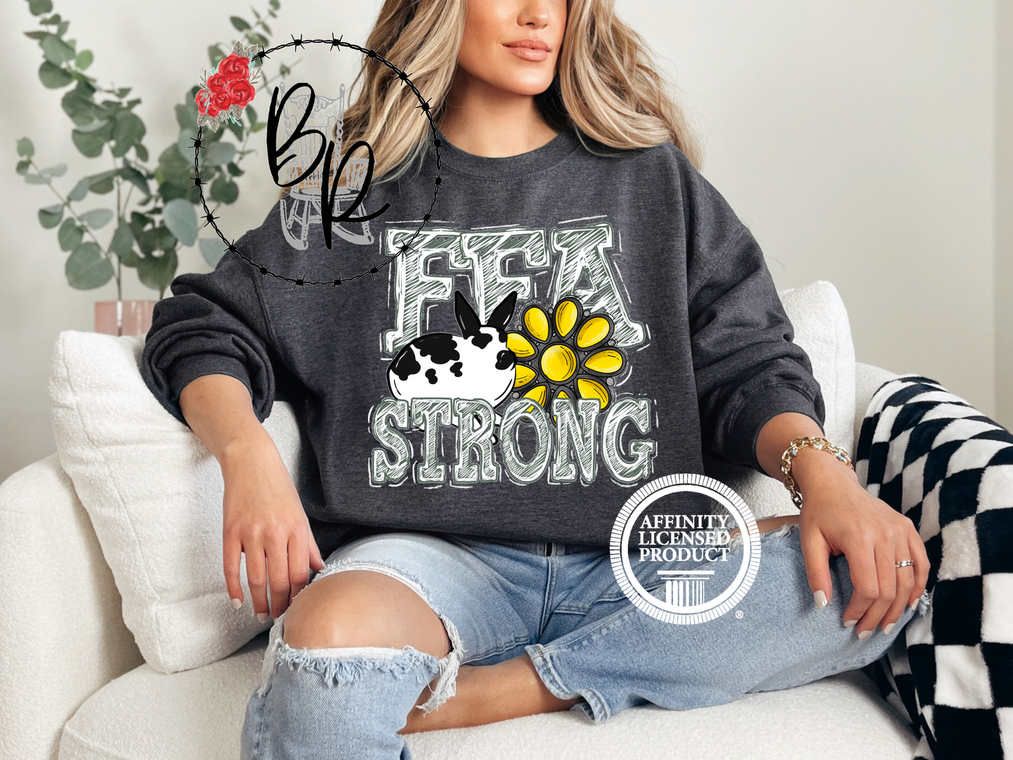 FFA Strong Yellow Blossom with Rabbit Sweatshirt Crew