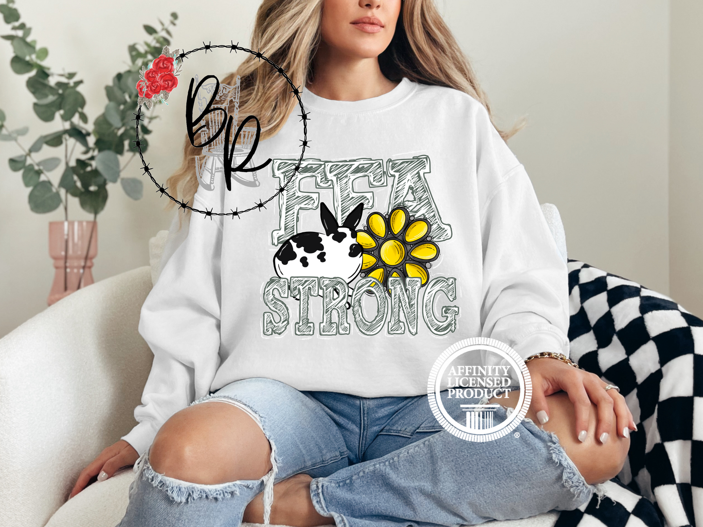 FFA Strong Yellow Blossom with Rabbit Sweatshirt Crew