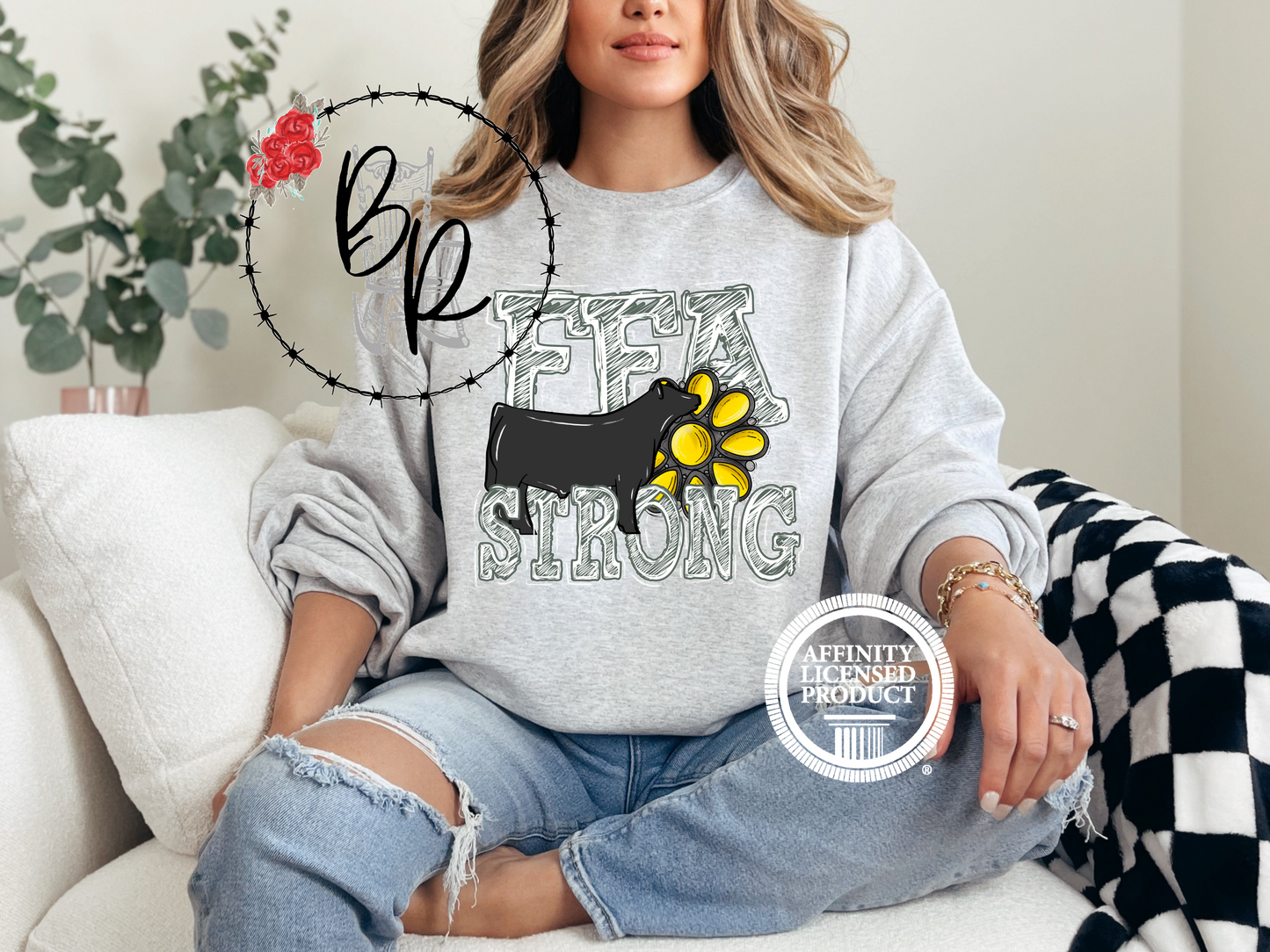 FFA Strong Yellow Blossom with Steer Sweatshirt Crew