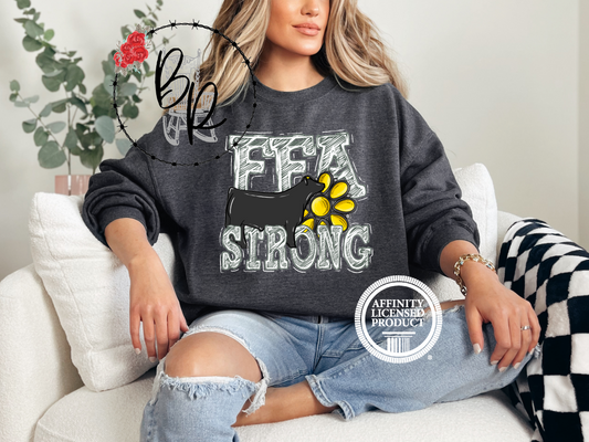 FFA Strong Yellow Blossom with Steer Sweatshirt Crew
