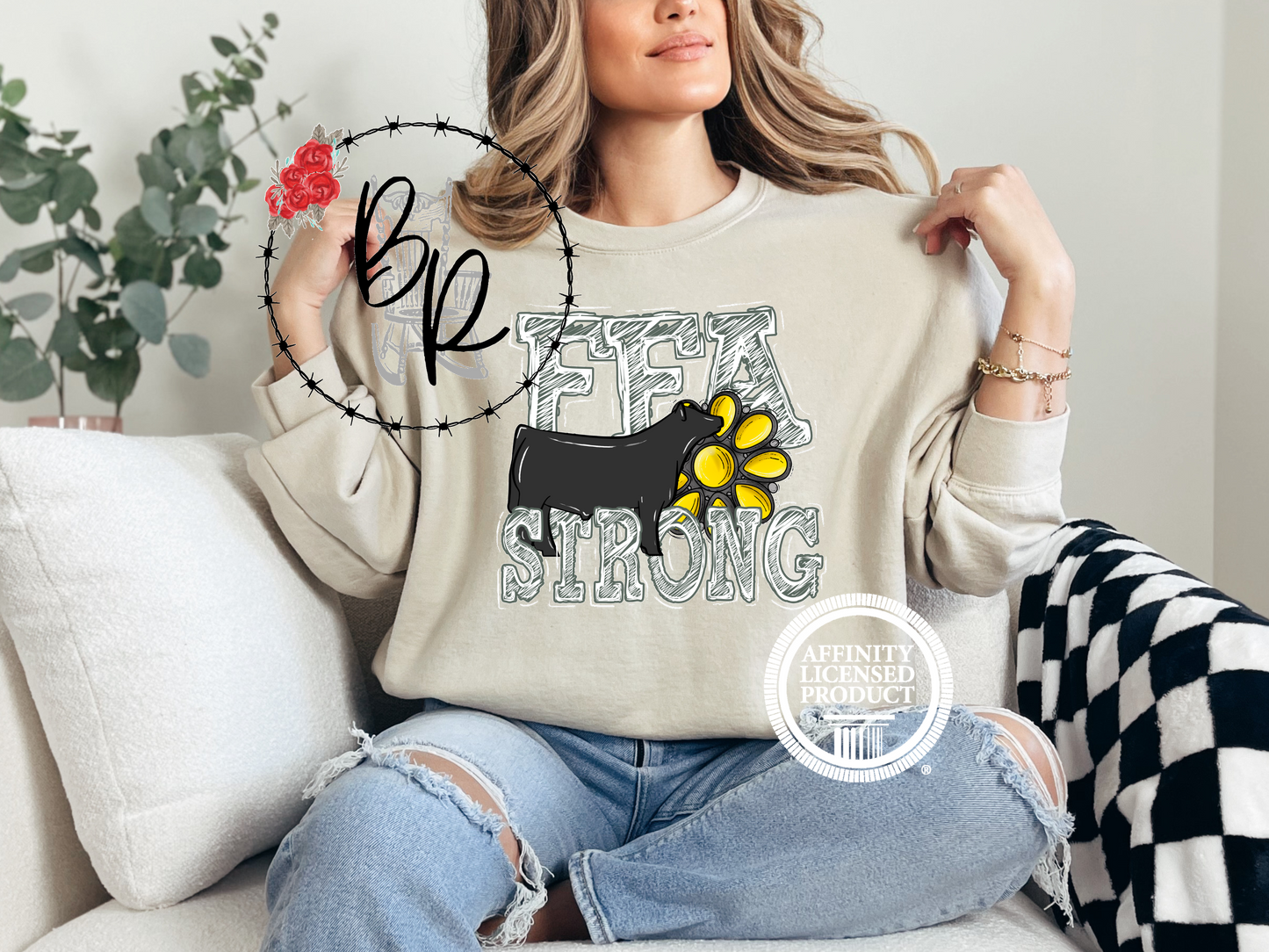 FFA Strong Yellow Blossom with Steer Sweatshirt Crew
