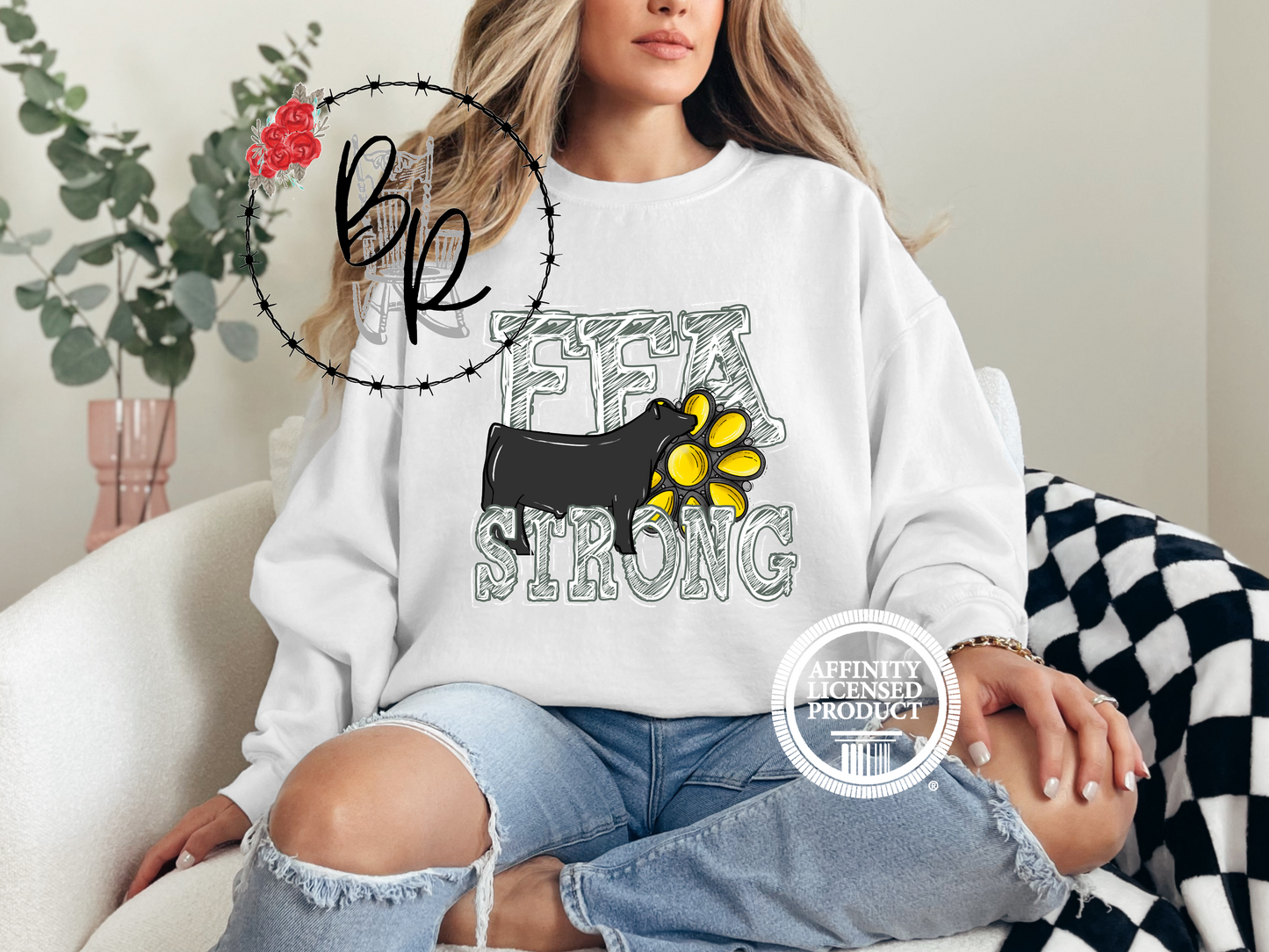 FFA Strong Yellow Blossom with Steer Sweatshirt Crew