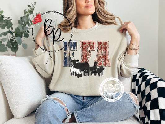 FFA Texas Star with Multiple Animals Sweatshirt Crew