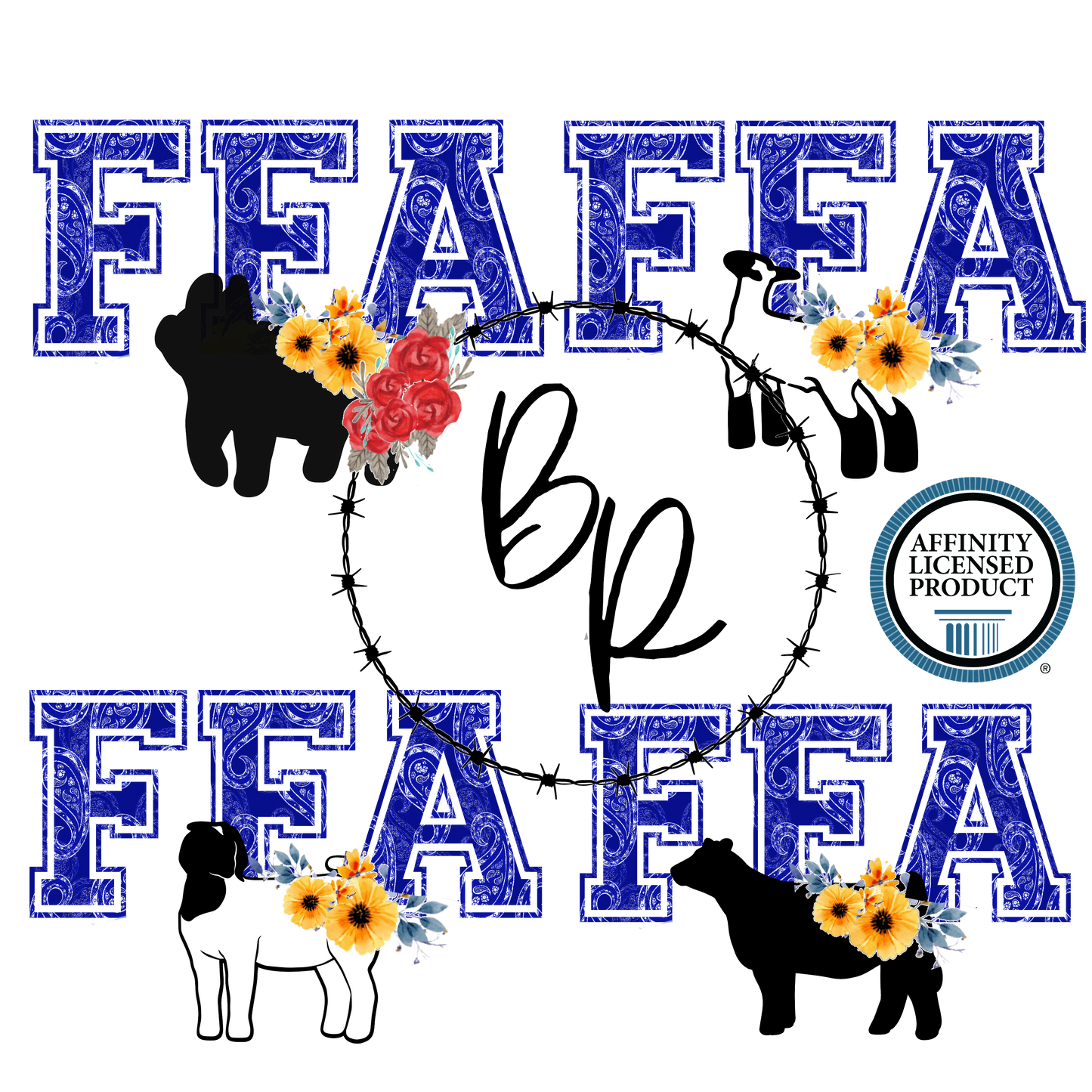 FFA Blue Paisley with Lamb Sweatshirt Crew