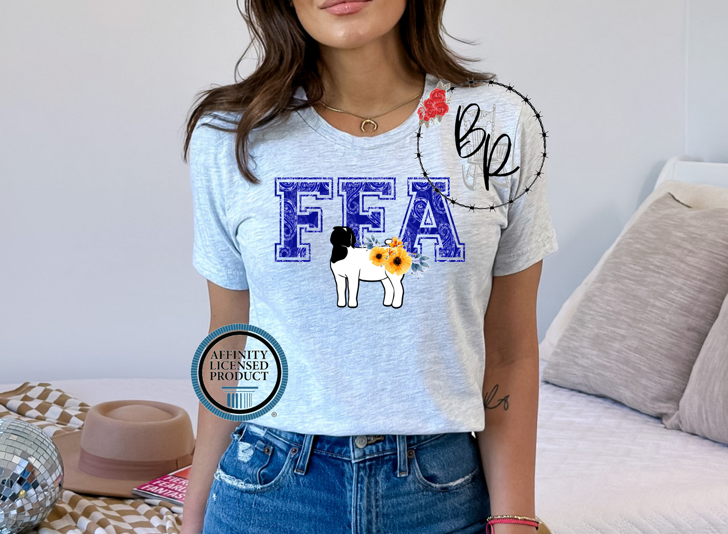 FFA Blue Paisley Multi Animals Stockshow Stock Show T-Shirt Tee