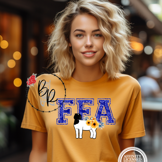 FFA Blue Paisley Goat Stockshow Stock Show T-Shirt Tee