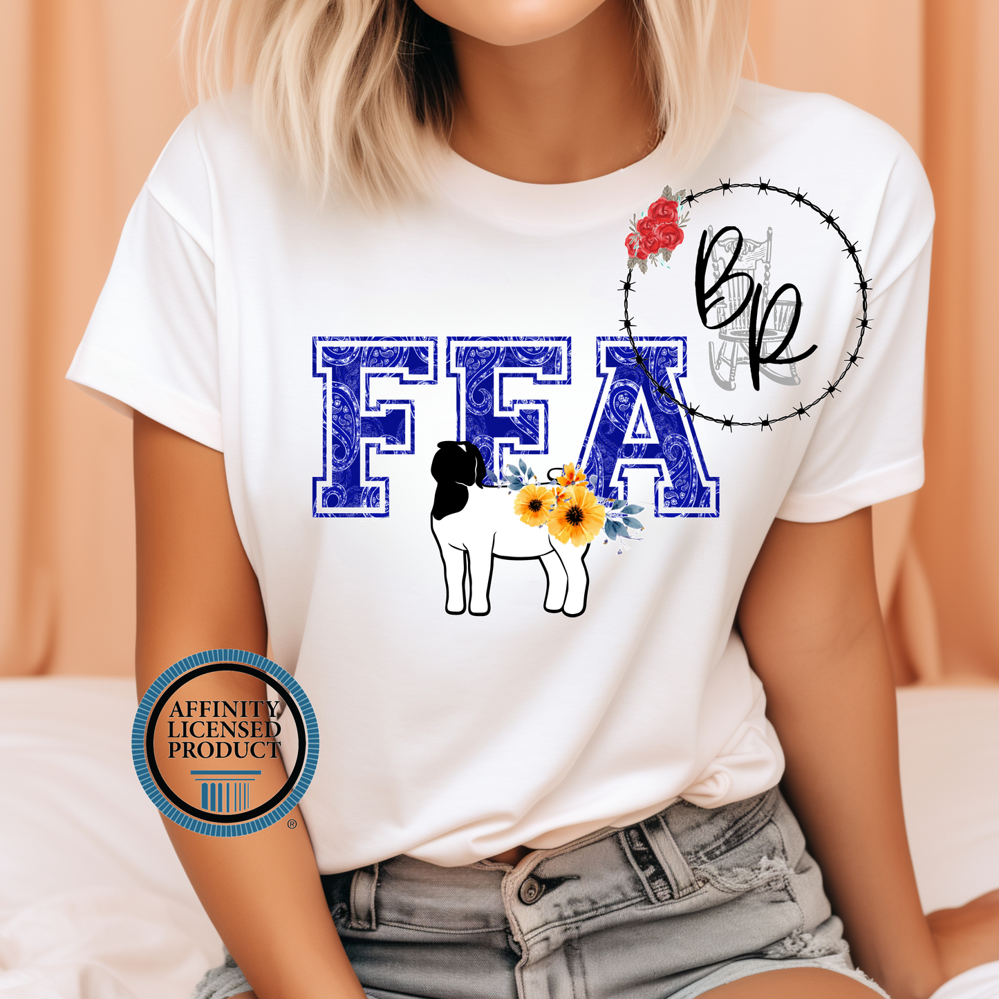 FFA Blue Paisley Multi Animals Stockshow Stock Show T-Shirt Tee
