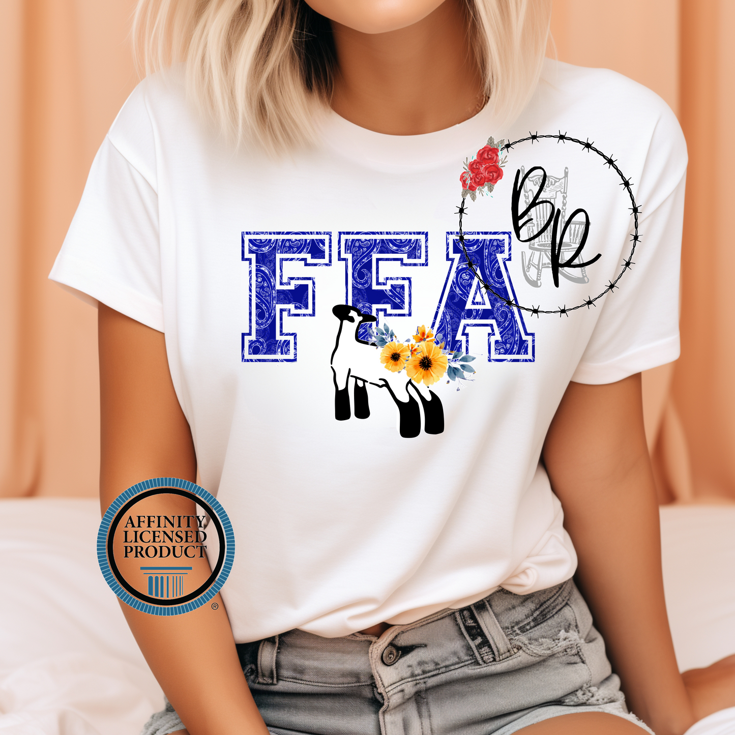 FFA Blue Paisley Lamb Stockshow Stock Show T-Shirt Tee