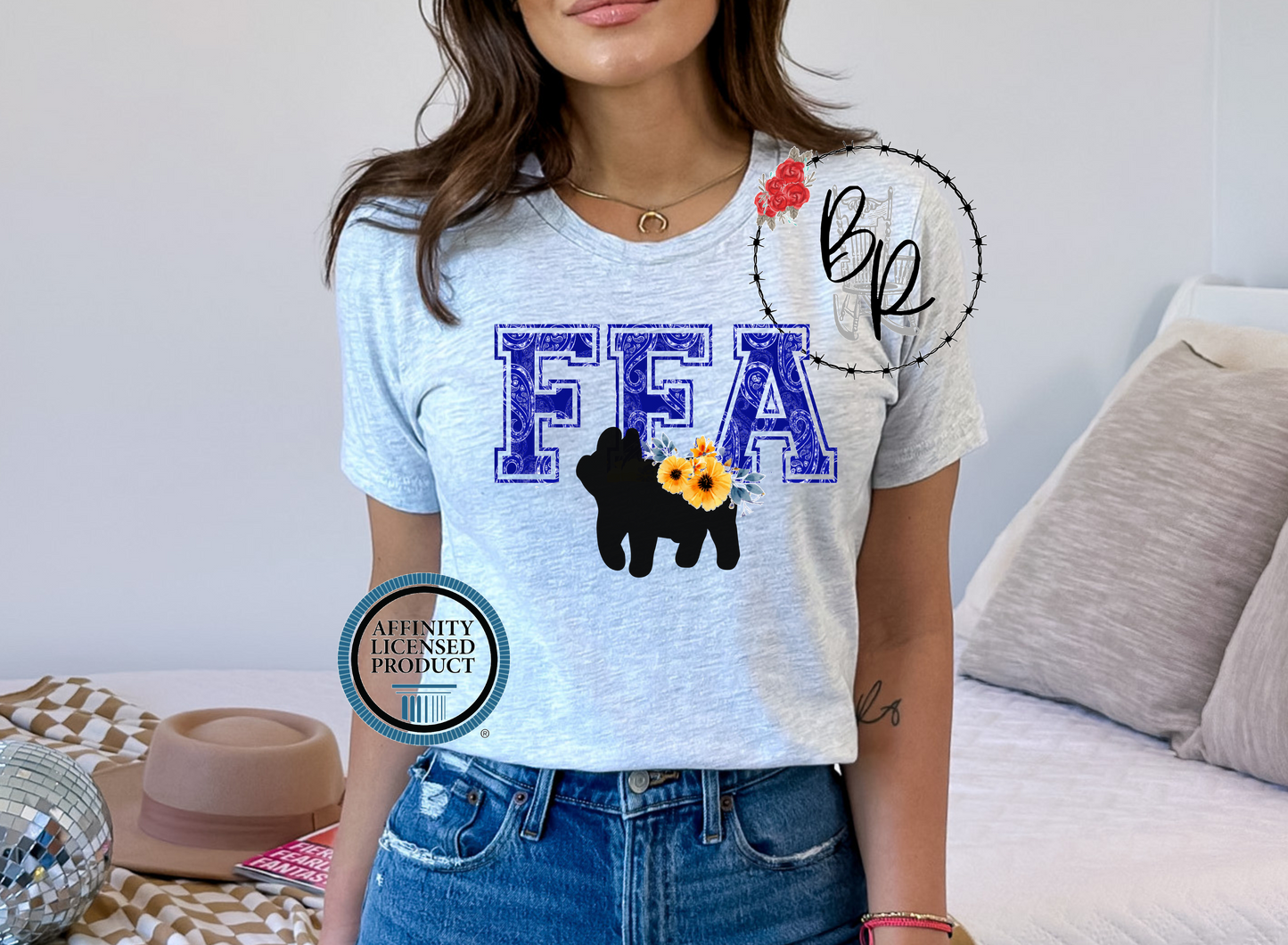 FFA Blue Paisley Pig Stockshow Stock Show T-Shirt Tee