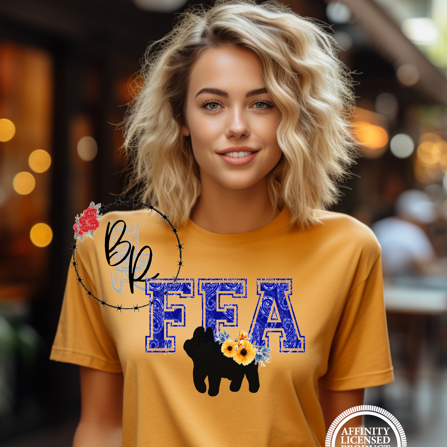 FFA Blue Paisley Pig Stockshow Stock Show T-Shirt Tee