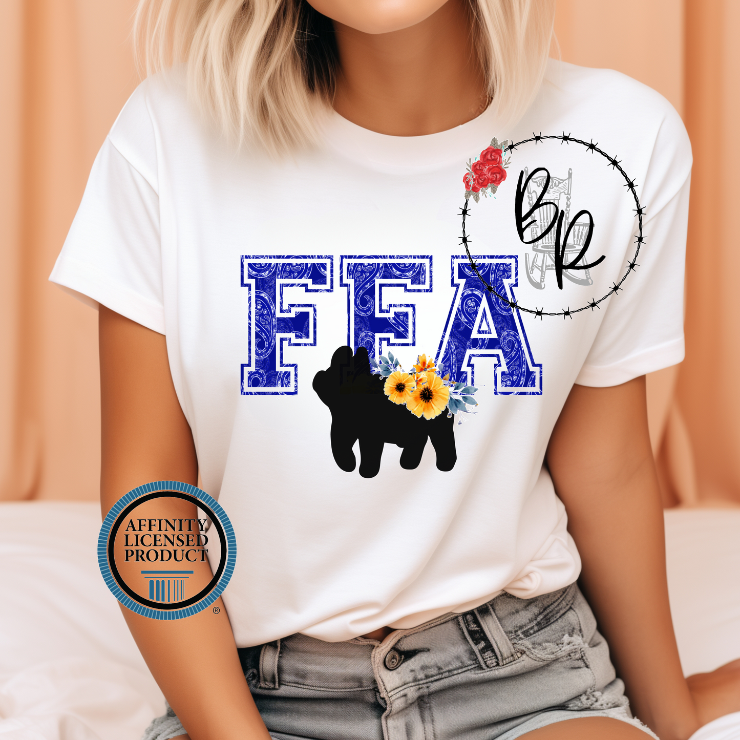FFA Blue Paisley Pig Stockshow Stock Show T-Shirt Tee