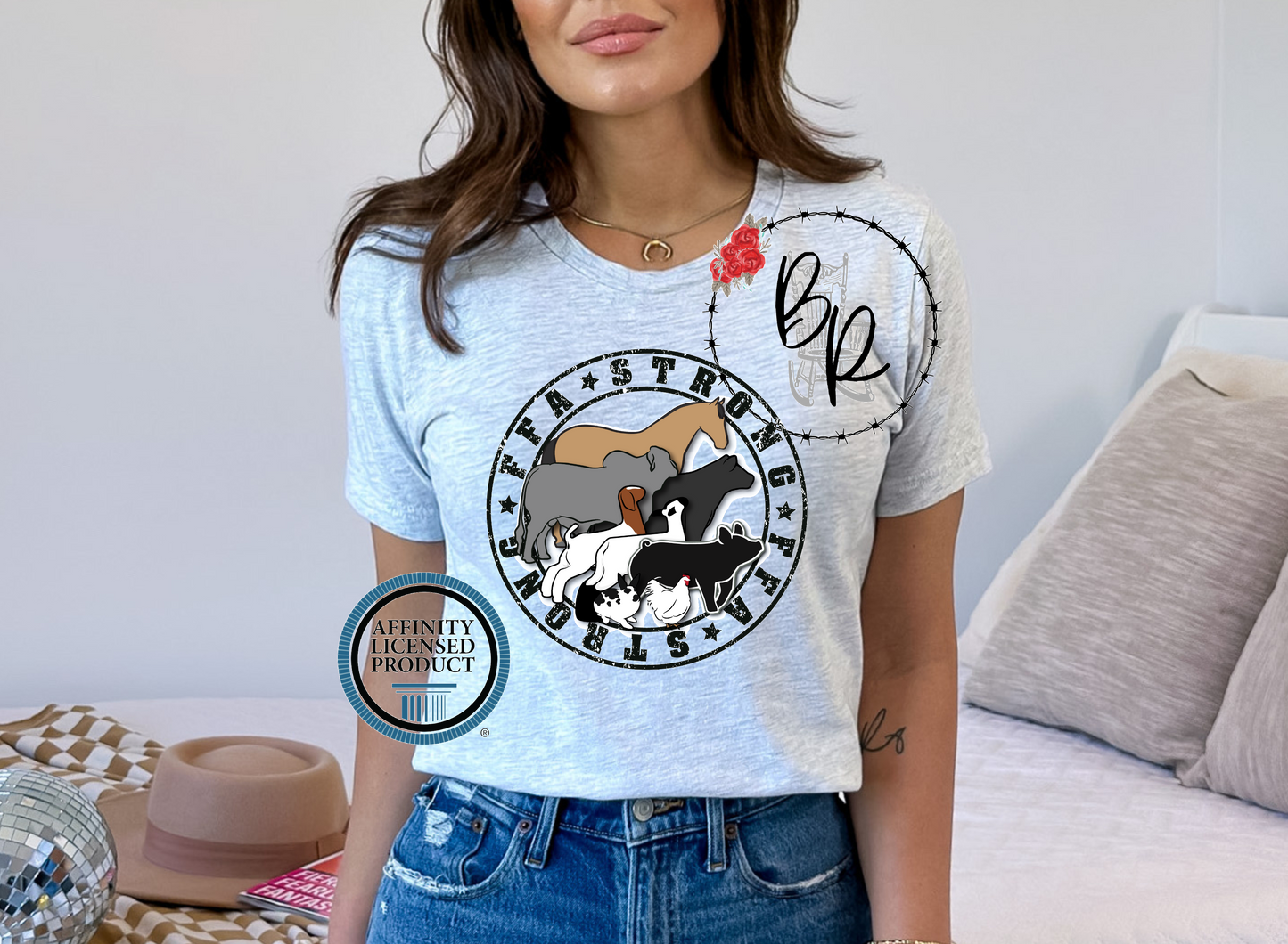 FFA Strong Round Black Multiple Animals  Stockshow Stock Show T-Shirt Tee