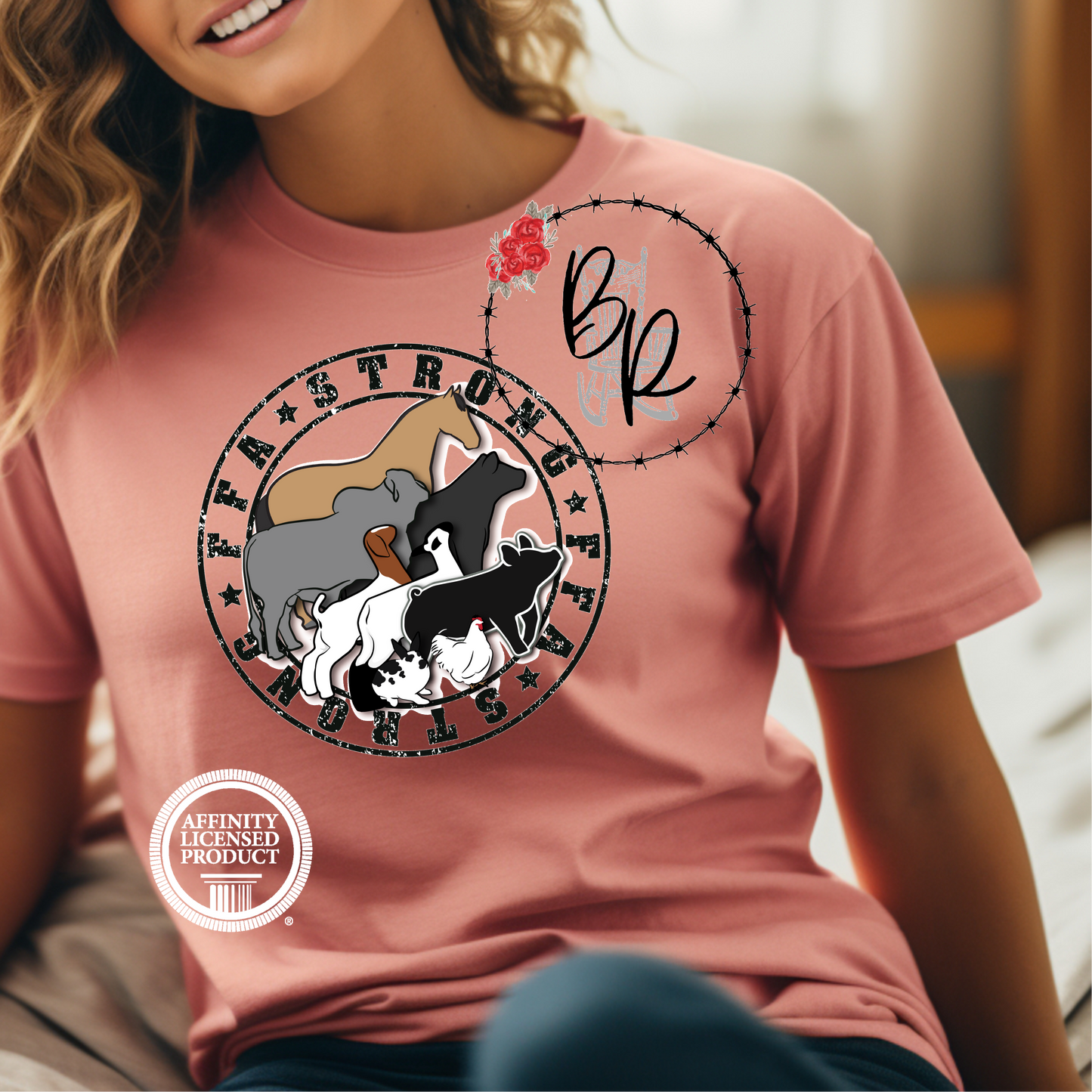 FFA Strong Round Black Multiple Animals  Stockshow Stock Show T-Shirt Tee