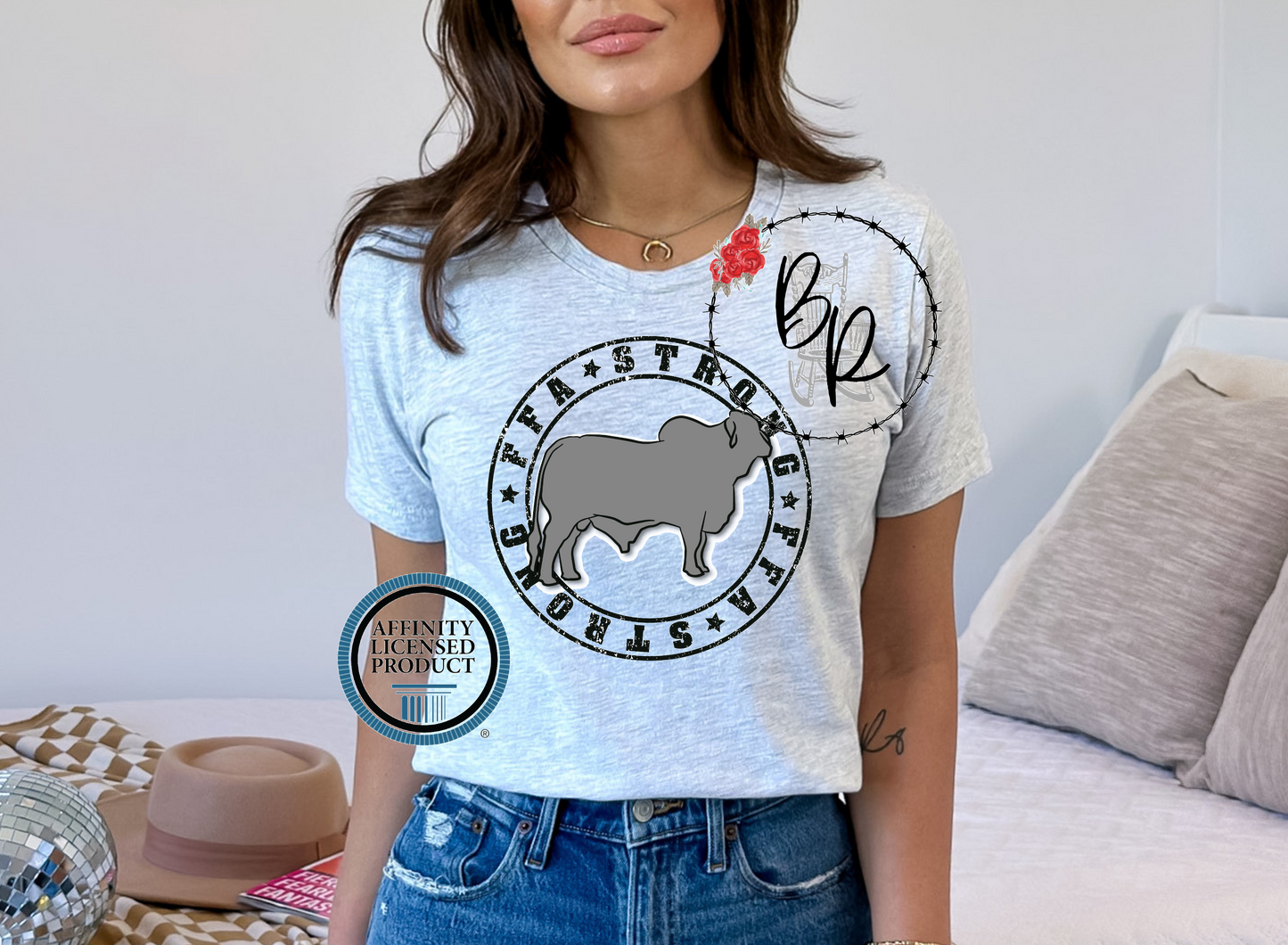 FFA Strong Round Black Brahman Stockshow Stock Show T-Shirt Tee