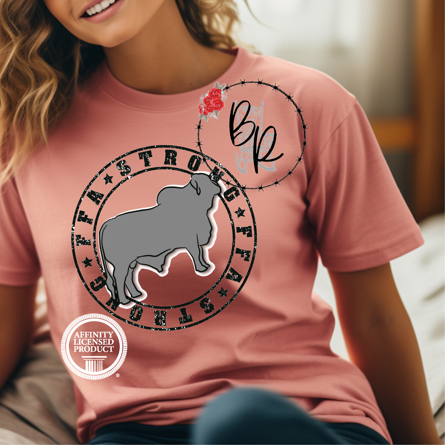 FFA Strong Round Black Brahman Stockshow Stock Show T-Shirt Tee