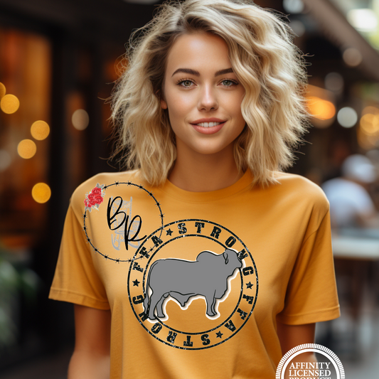 FFA Strong Round Black Brahman Stockshow Stock Show T-Shirt Tee