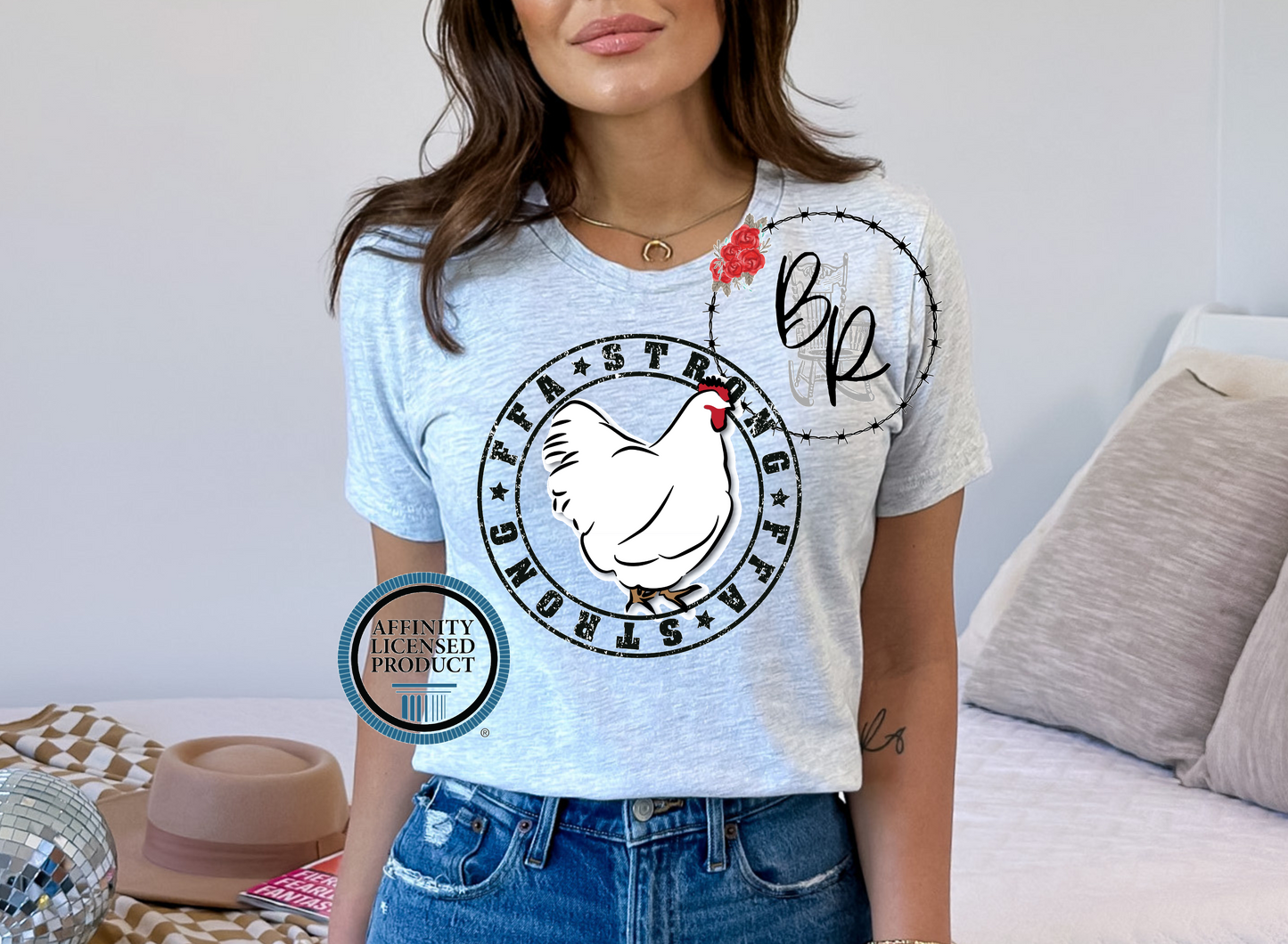 FFA Strong Round Black Chicken Stockshow Stock Show T-Shirt Tee