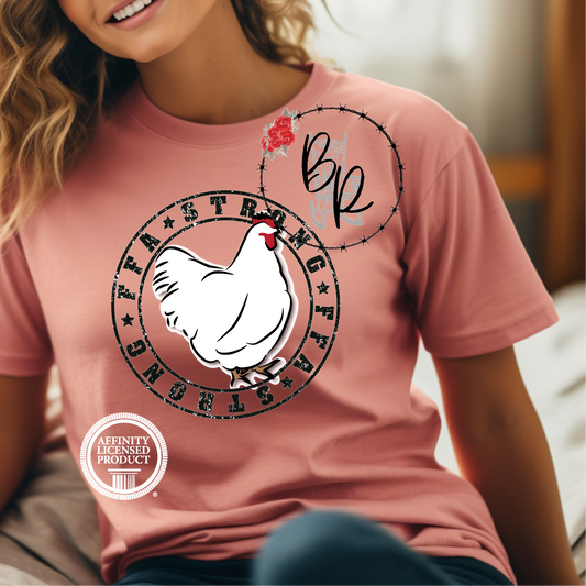 FFA Strong Round Black Chicken Stockshow Stock Show T-Shirt Tee