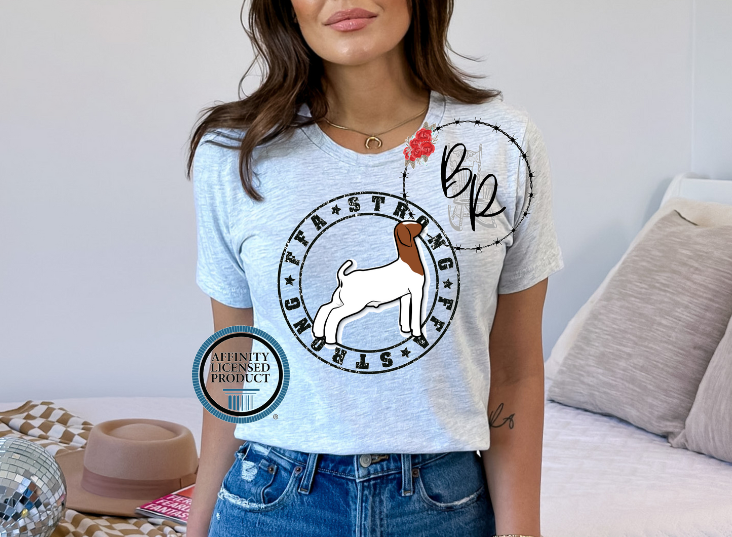 FFA Strong Round Black Goat Stockshow Stock Show T-Shirt Tee