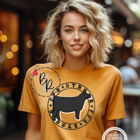 FFA Strong Round Black Heifer Stockshow Stock Show T-Shirt Tee