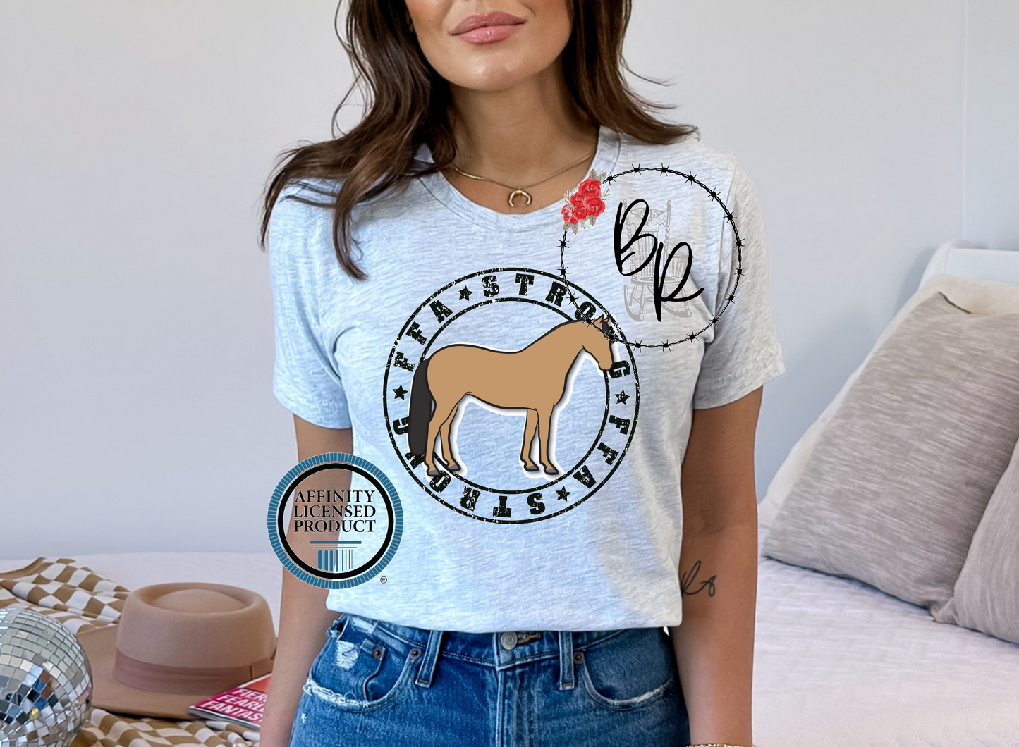 FFA Strong Round Black Horse Stockshow Stock Show T-Shirt Tee