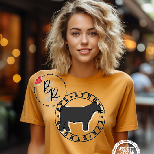 FFA Strong Round Black Steer Stockshow Stock Show T-Shirt Tee