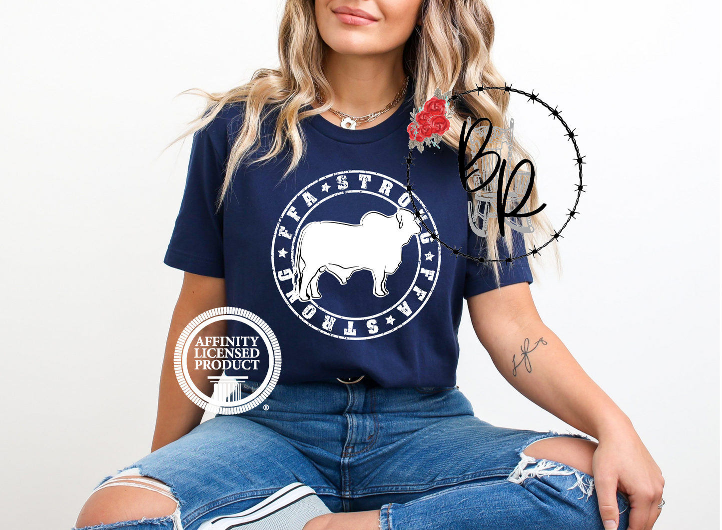 FFA Strong Round White Brahman Stockshow Stock Show T-Shirt Tee