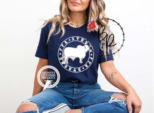 FFA Strong Round White Brahman Stockshow Stock Show T-Shirt Tee