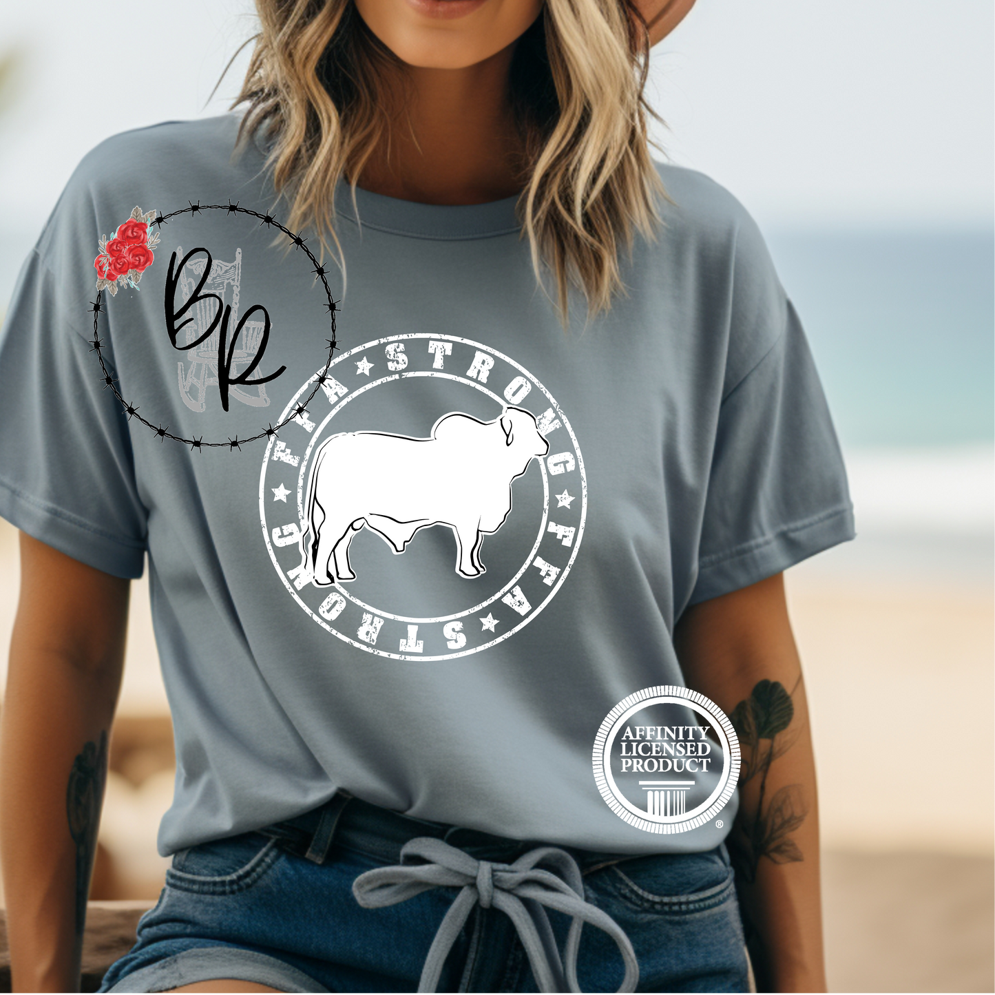 FFA Strong Round White Brahman Stockshow Stock Show T-Shirt Tee