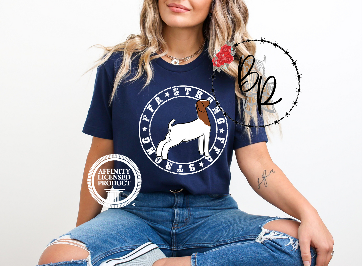 FFA Strong Round White Goat Stockshow Stock Show T-Shirt Tee