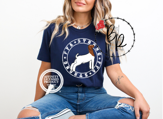 FFA Strong Round White Goat Stockshow Stock Show T-Shirt Tee