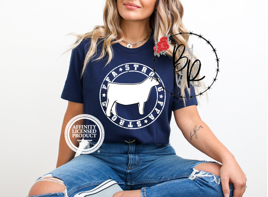 FFA Strong Round White Heifer Stockshow Stock Show T-Shirt Tee