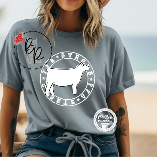 FFA Strong Round White Heifer Stockshow Stock Show T-Shirt Tee