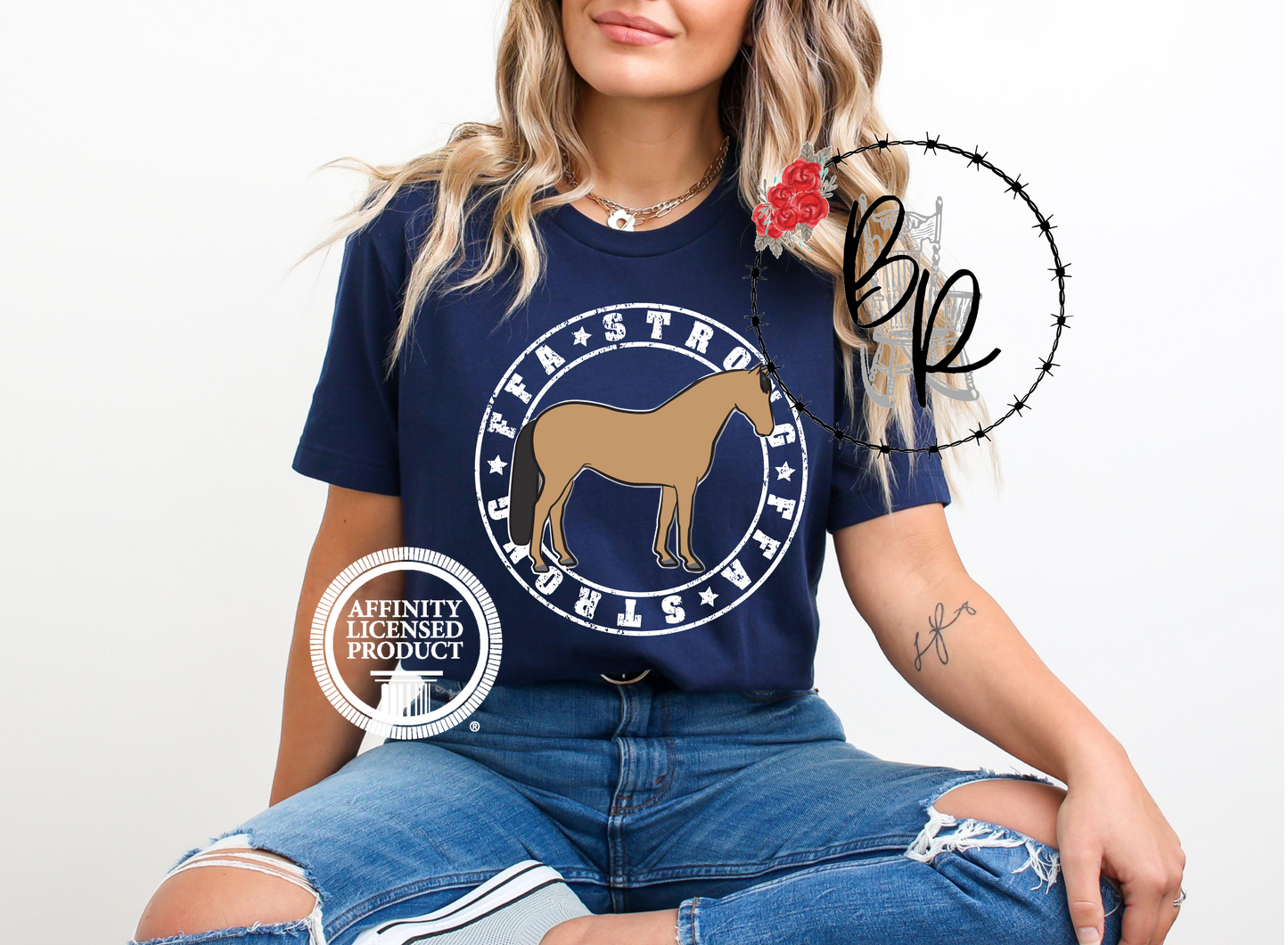 FFA Strong Round White Horse Stockshow Stock Show T-Shirt Tee