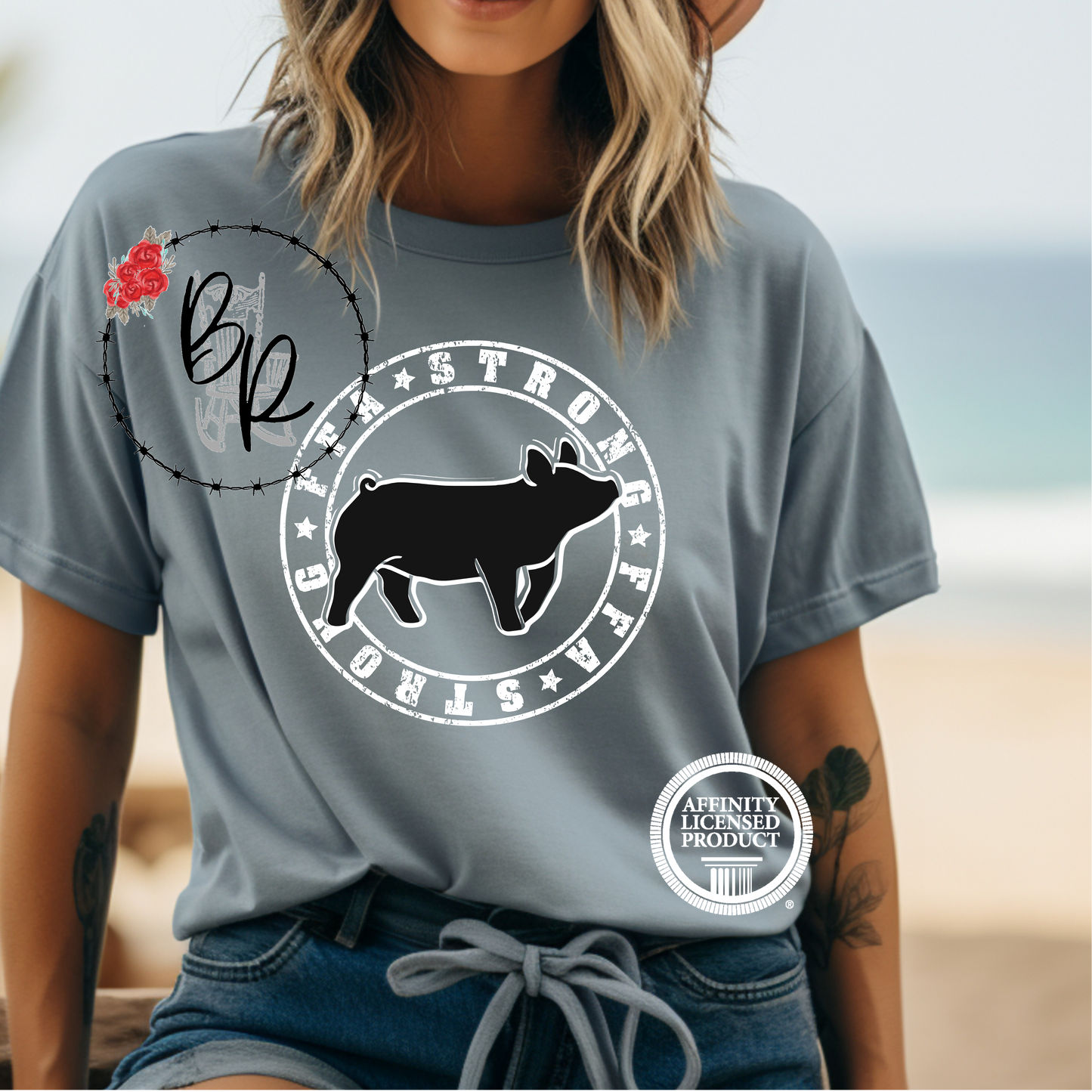 FFA Strong Round White Pig Stockshow Stock Show T-Shirt Tee