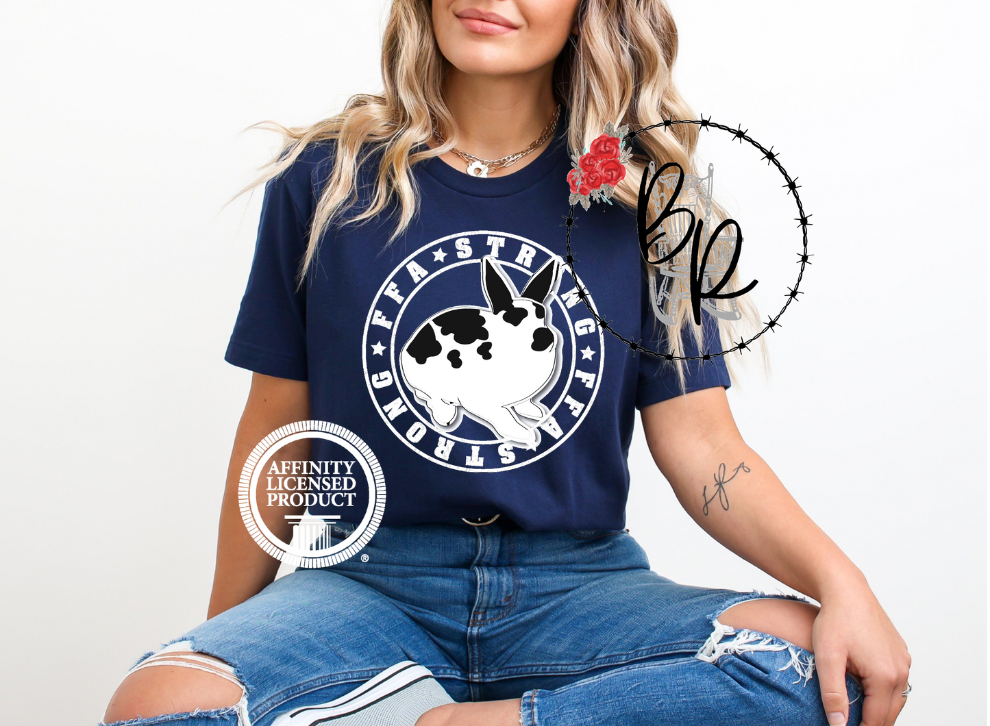 FFA Strong Round White Rabbit Stockshow Stock Show T-Shirt Tee