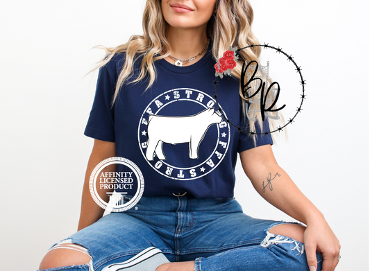 FFA Strong Round White Steer Stockshow Stock Show T-Shirt Tee