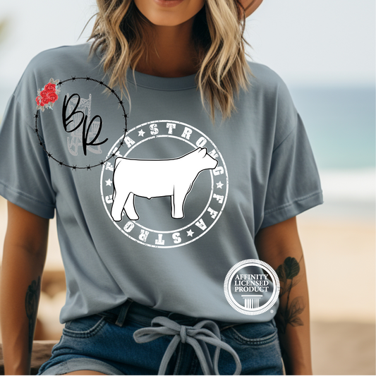 FFA Strong Round White Steer Stockshow Stock Show T-Shirt Tee