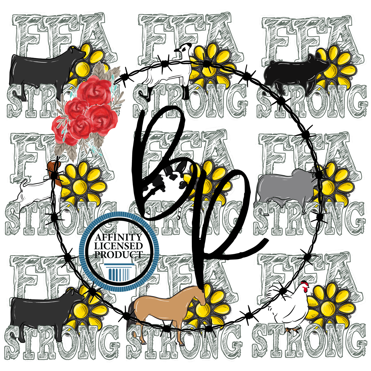 FFA Strong Yellow Blossom with Pig Sweatshirt Crew