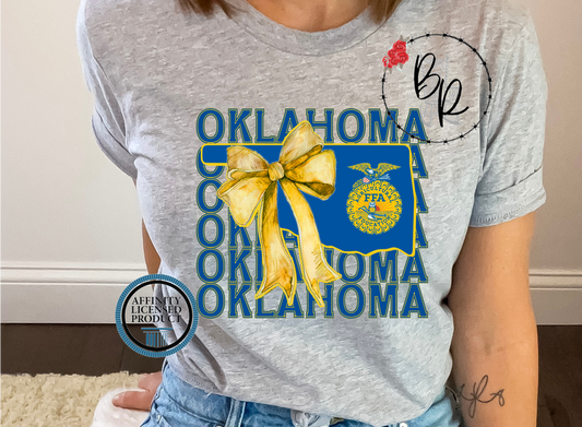 FFA Oklahoma with Emblem & Croquette Bow T-Shirt Tee