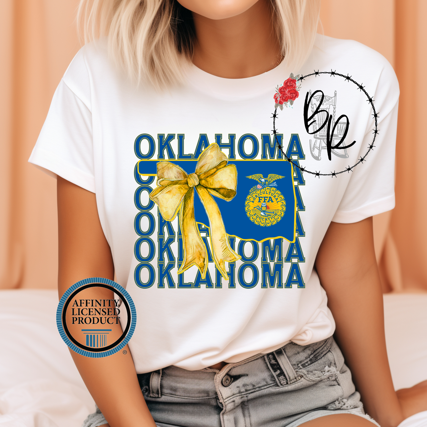 FFA Oklahoma with Emblem & Croquette Bow T-Shirt Tee